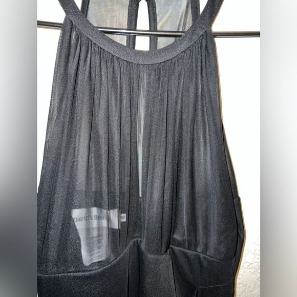 NWOT- David's Bridal Black Sleeveless Long Mesh Dress Illusion Neckline SIZE 10 - Picture 2 of 9